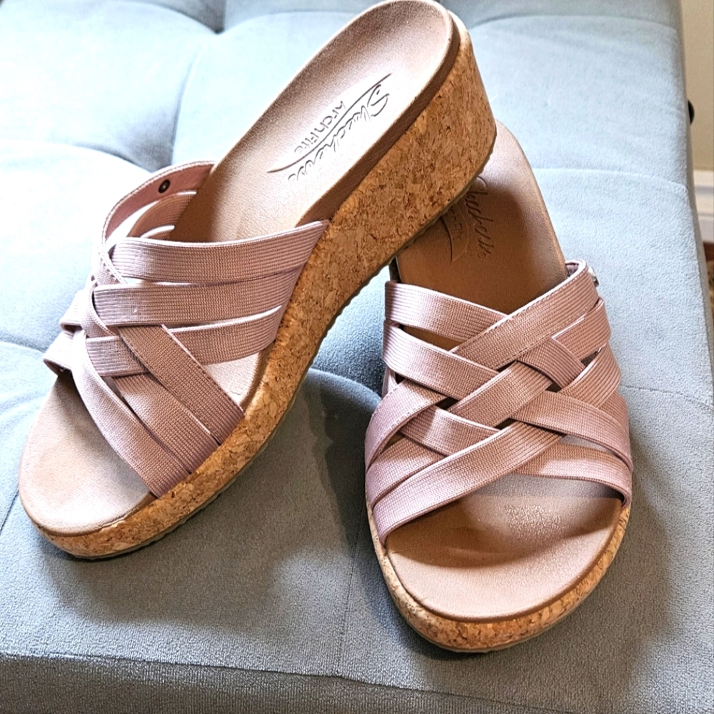 Skechers slip on sandals. EUC (worn once)Size 8